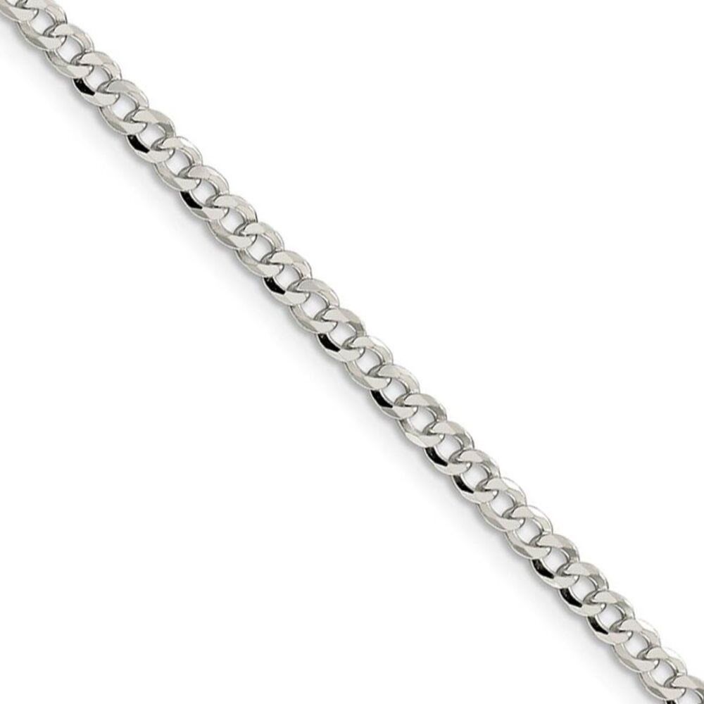 3.2mm, Sterling Silver, Solid Beveled Curb Chain Necklace, 24 Inch